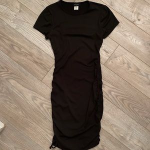 Eclipse Ribbed Black Scrunch Dress